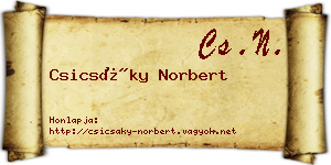 Csicsáky Norbert névjegykártya